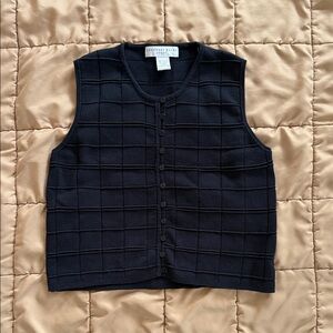 Geoffrey Beene Black Sleeveless Button-Down Sweater